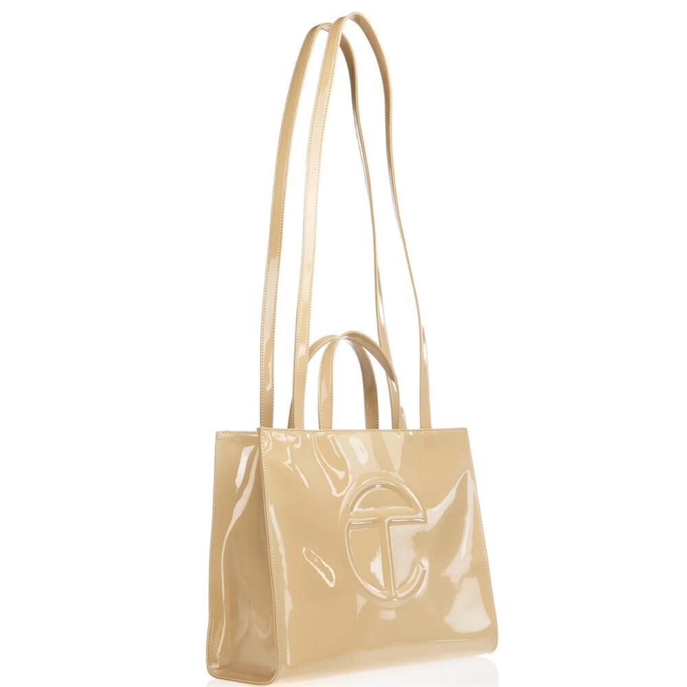 Medium Shopping Bag - Khaki Patent - Picture 2 of 2